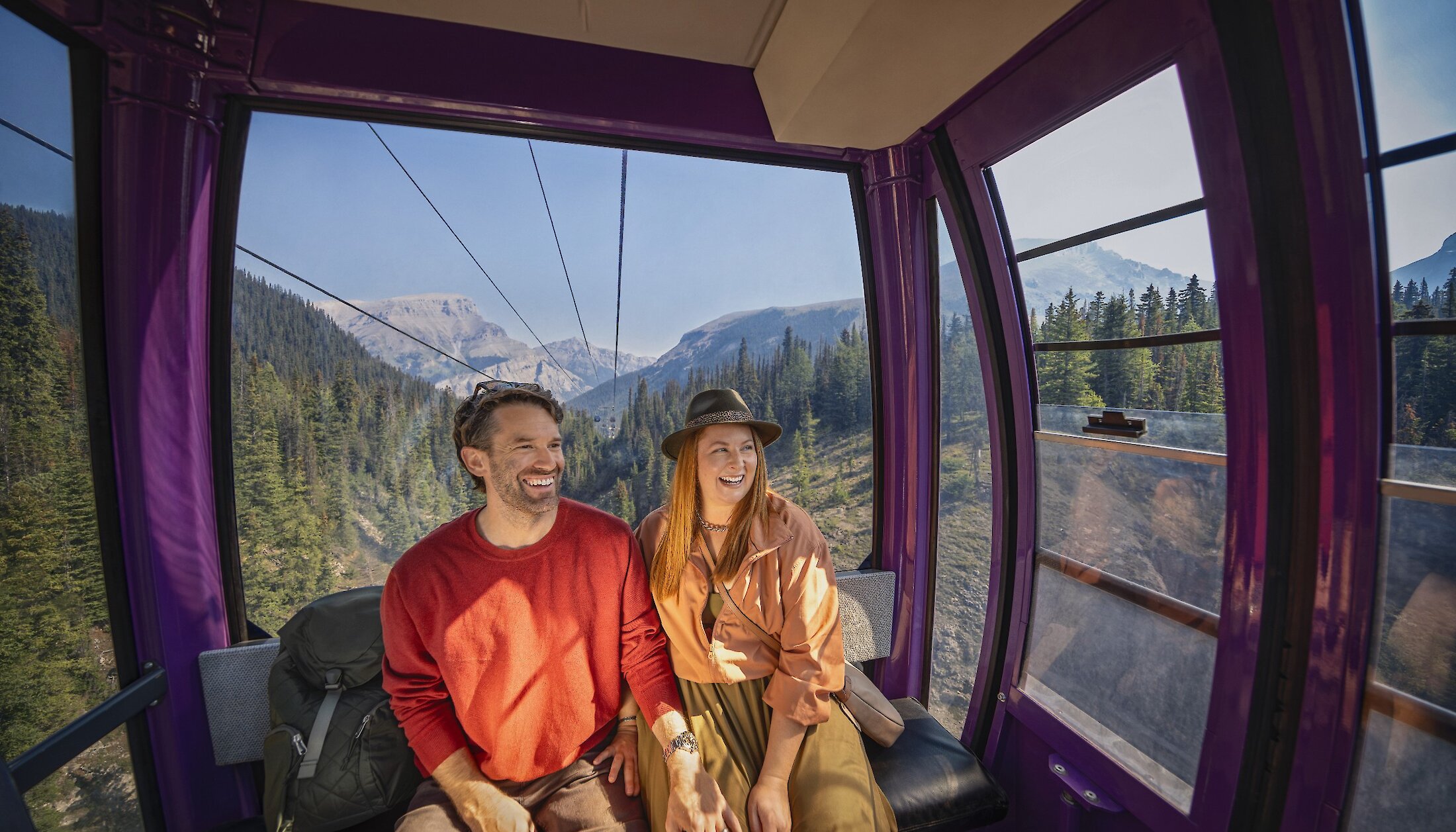 Inside the sunshine Village Gondola