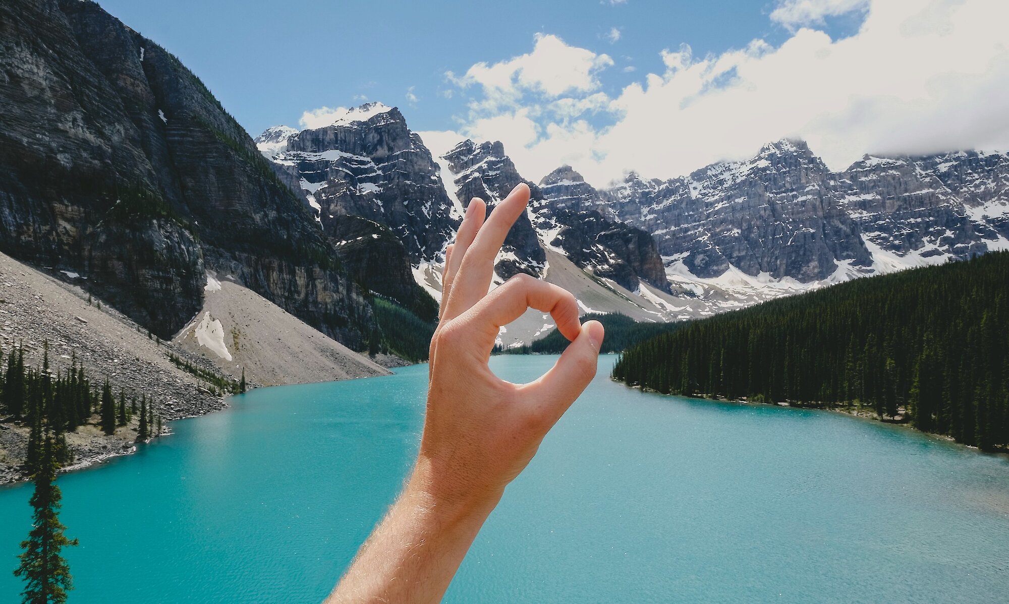 View of Moraine Like with a good hand sign