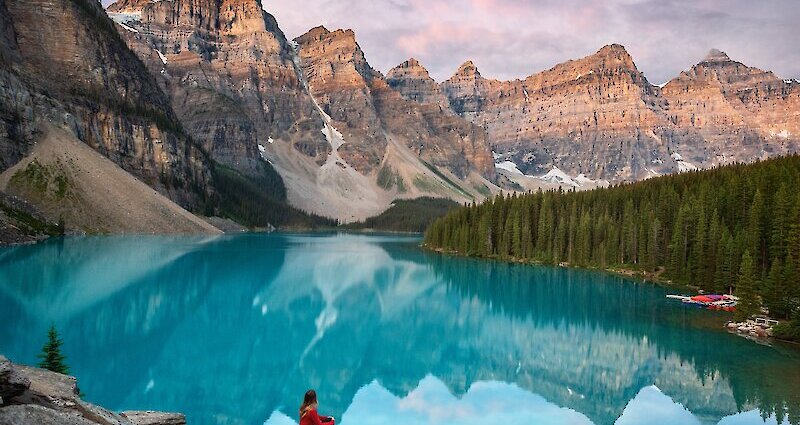 Person overlooking Moraine Lake