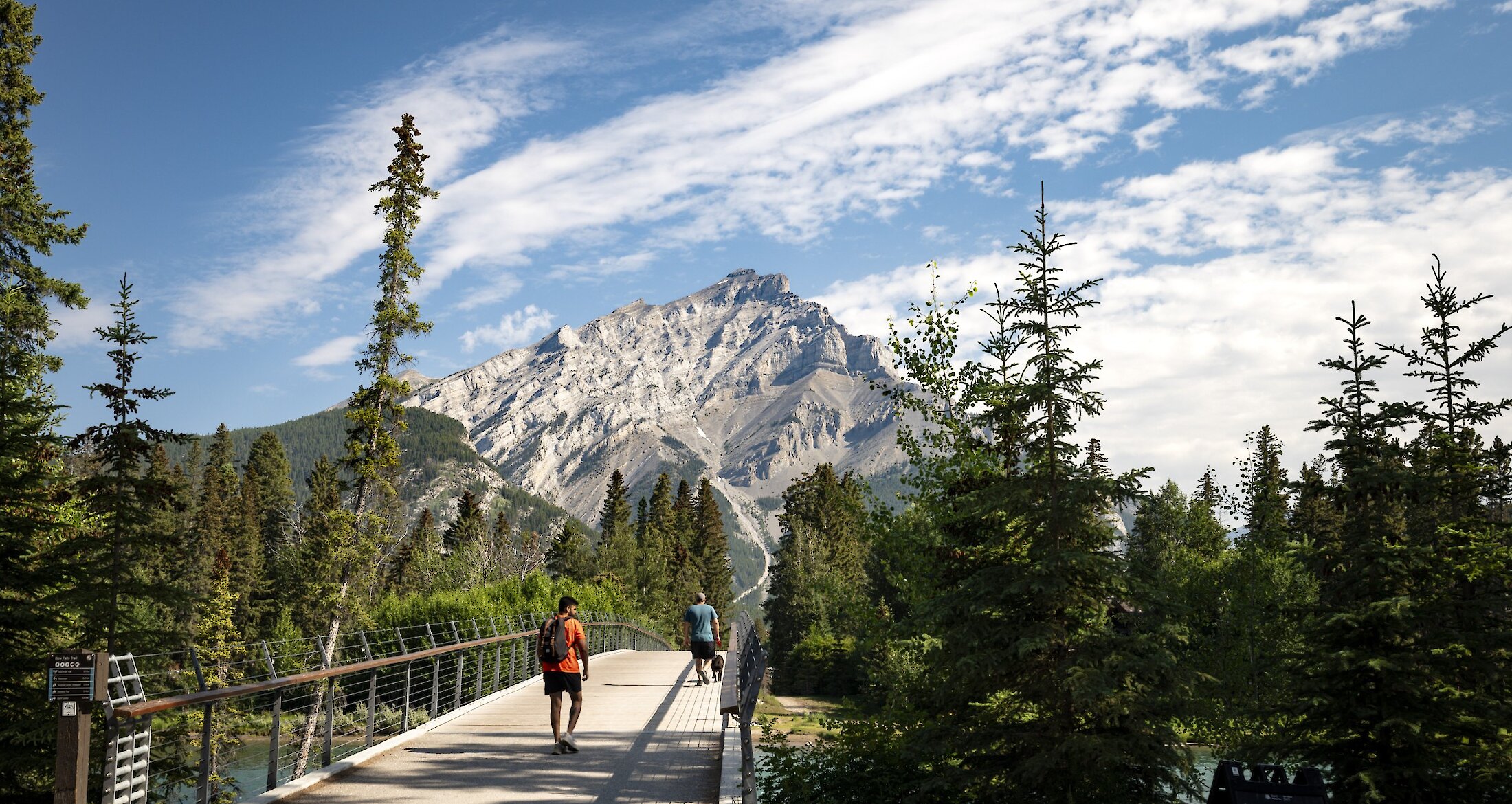 Banff Pedestrian Bridge with a view of Cascade Mountain