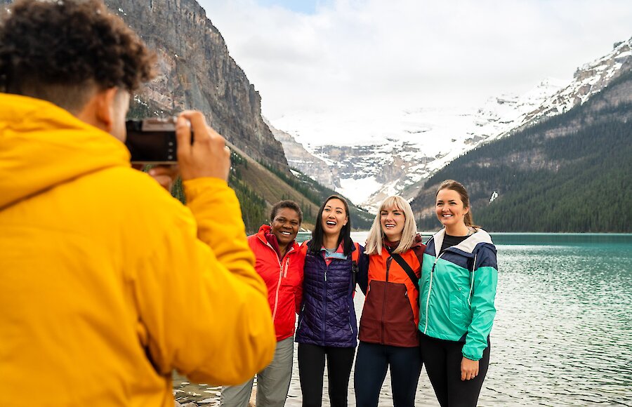 A group photo at Lake Louise Lakeshore