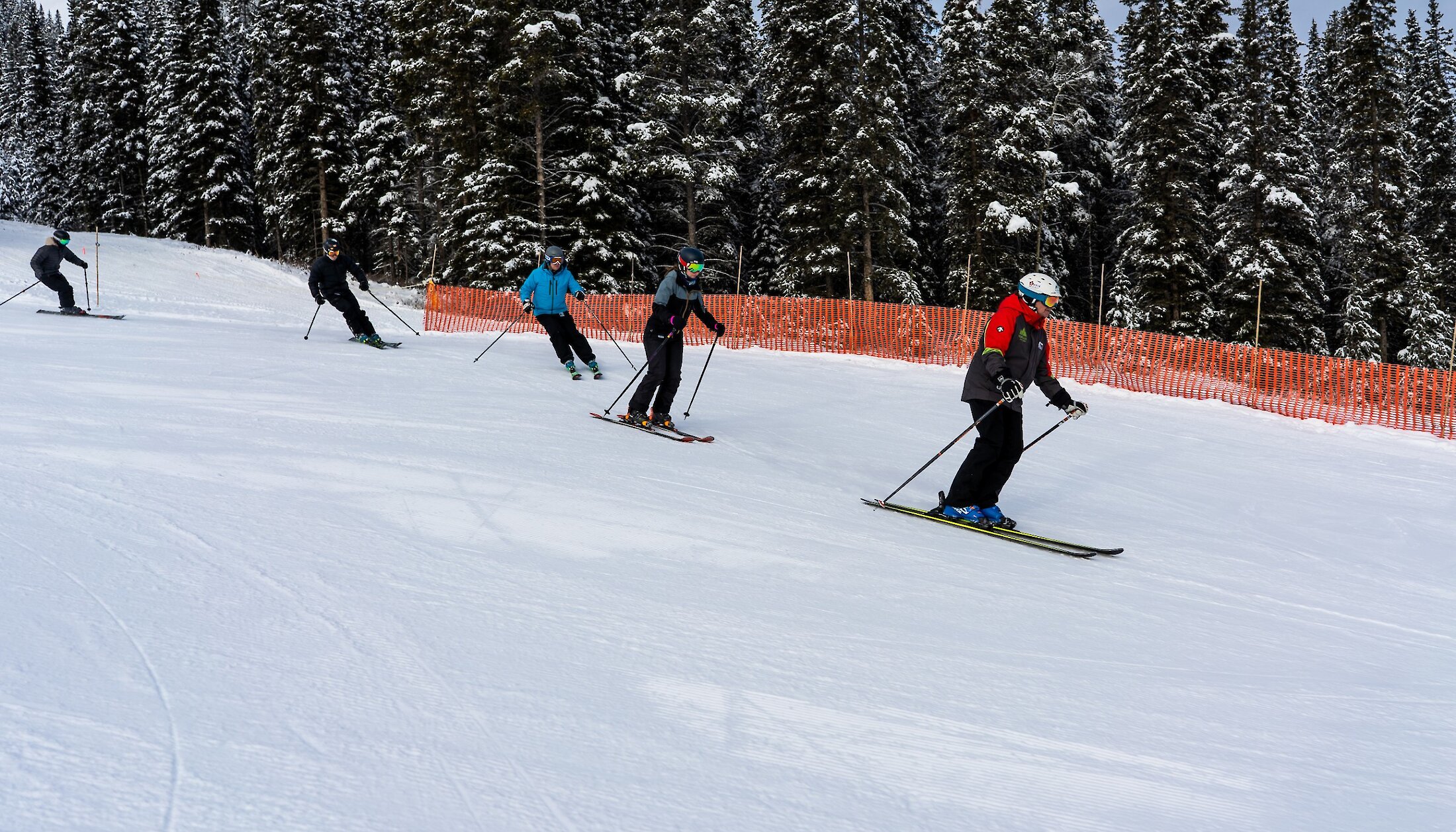 A group ski lesson at Mount Norquay