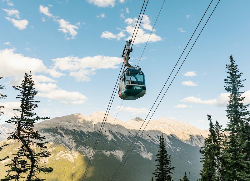 Banff Gondola heading up Sulphur Mountain in Banff