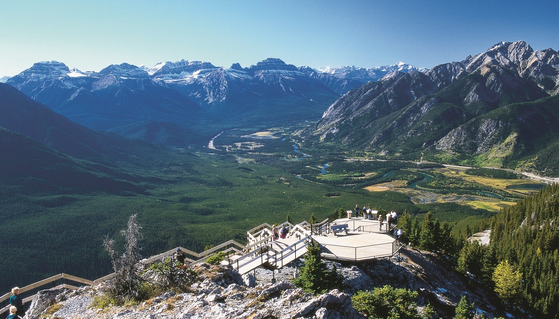 The Banff Gondola boardwalk in summer