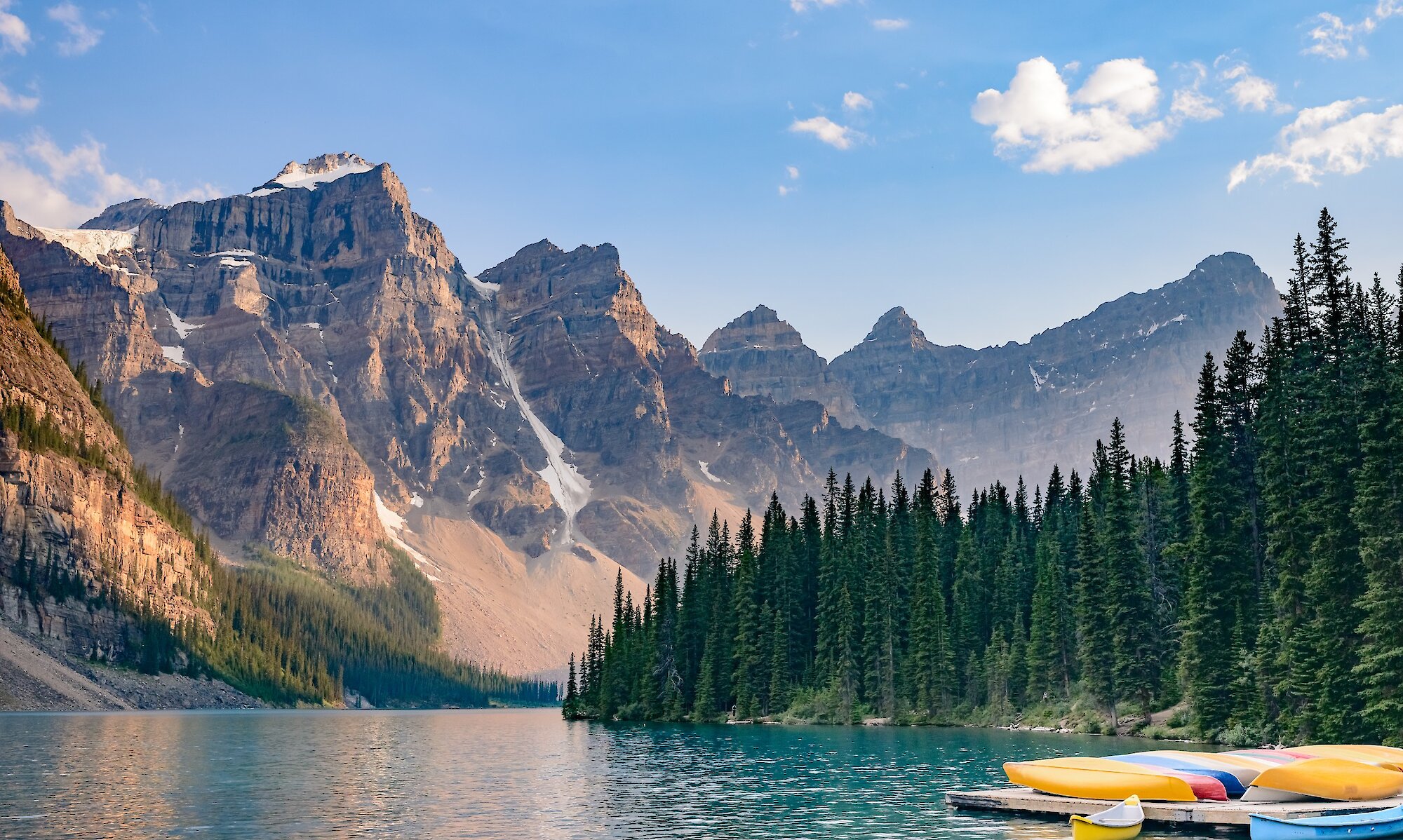 Moraine Lake from the Lakeshore and Canoe Docks