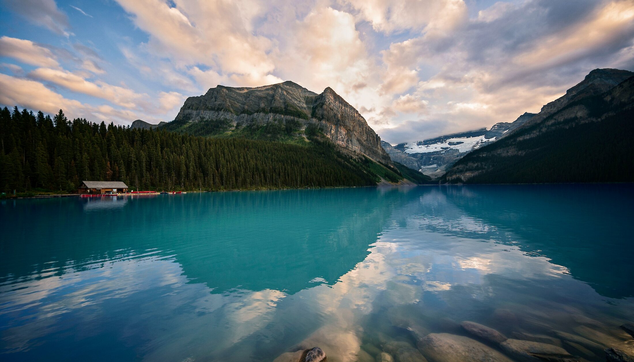 A panoramic view of Lake Louise in Banff National Park