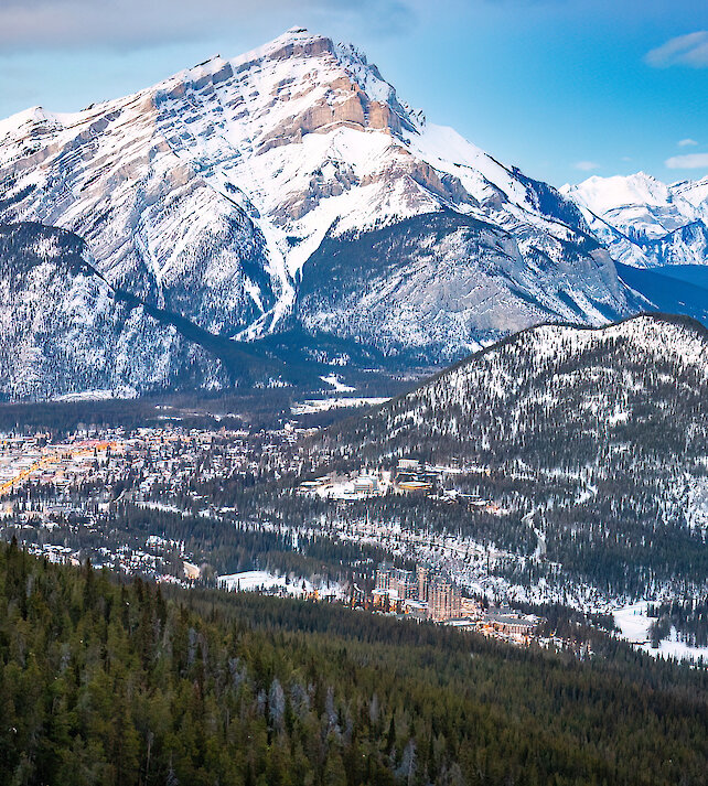 Banff Ave with view of Cascade Mountain