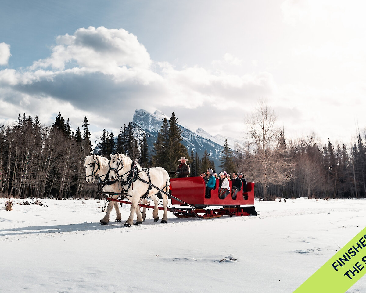 Public sleigh ride through the meadows of Banff